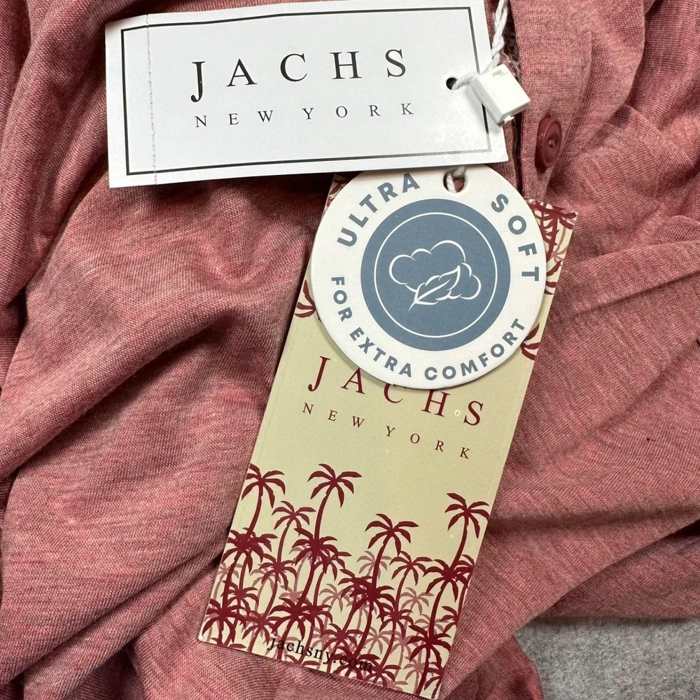 Jachs Short Sleeve Henley Shirt‎ Washed Red Signature Soft Touch Men's 3XL NWT